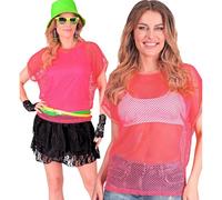 W WIDMANN MILANO Party Fashion - Haut en résille pour femme, manches courtes en résille, T-shirt pour festival, carnaval