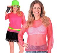 W WIDMANN MILANO Party Fashion - Haut en résille pour femmes, manches longues en résille, t-shirt pour festival, carnaval