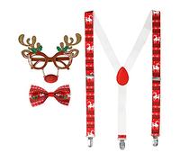 Widmann – Ensemble de déguisement renne – lunettes, bretelles et nœud papillon – Noël