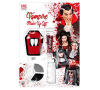 W WIDMANN MILANO Party Fashion - Kit de maquillage vampire, palette variée, éponge d'application facile, fausses dents réalistes, faux sang dramatique, parfait pour Halloween et soirées déguisées
