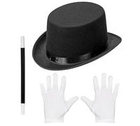 W WIDMANN MILANO Party Fashion - Kit Magicien, Cylindre, Gants et Baguette Magique, White, One Size Enfant Unisexe