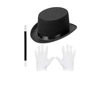 W WIDMANN MILANO Party Fashion - Kit Magicien, Cylindre, Gants et Baguette Magique, White, One Size Enfant Unisexe