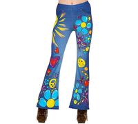 W WIDMANN MILANO Party Fashion - Leggings années 70 Jeans Hippie, Flower Power, Pantalon à fleurs