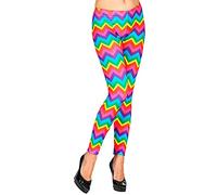 W WIDMANN MILANO Party Fashion - Leggings années 80, 80s, fièvre disco, mauvais goût, motif à rayures, fête à thème, carnaval