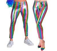 W WIDMANN MILANO Party Fashion - Leggings métalliques pour femmes, pantalons brillants pour festivals, carnaval, soirées à thème