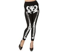 WIDMANN 01536 - Leggings squelettes pour Femmes Adultes, Dia De Los Muertos, Gothique, Horreur, Halloween, Carnaval, 75 DEN, Taille L/XL, Couleur Blanc