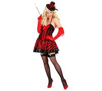 Widmann Burlesque Girl (Dress With Attached Garters, Mini Top Hat) (S) Red