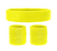 Widmann – Set de 3 bandeaux Party Fashion – bandeau frontal et 2 bracelets – Jaune fluo G