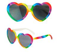 W WIDMANN MILANO Party Fashion - Lunettes de fête en forme de cœur arc-en-ciel, accessoires de déguisement pour hippie, carnaval et festival