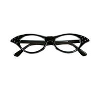 WIDMANN 96671 - Lunettes des années 50 avec Strass, Femme Adulte, collège, Rock'n'Roll, Carnaval, fêtes à thème, Couleur Noir