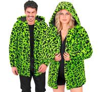 W WIDMANN MILANO Party Fashion - Manteau léopard pour femmes et hommes, fausse fourrure avec capuche, veste en peluche, costume pour carnaval et festival