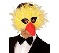 W WIDMANN MILANO Party Fashion Masque à plumes oiseau jaune adulte - Jaune - Taille unique