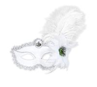 W WIDMANN MILANO Party Fashion, Masque blanc élégant, orné de roses et plumes, léger et confortable, polyvalent pour toutes occasions, durable et facile à entretenir