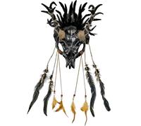 W WIDMANN MILANO Party Fashion Masque chaman crâne de taureau avec bois de cerf et plumes, accessoire de carnaval, Halloween