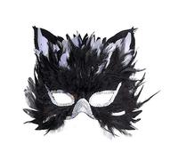 Widmann Masque 6585C à plumes motif chat – carnaval et bal masqué