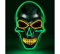 W WIDMANN MILANO Party Fashion - Masque LED tête de mort, visage lumineux, crâne, squelette, démon, Halloween