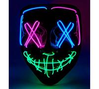 W WIDMANN MILANO Party Fashion - Masque LED effrayant, visage lumineux, psychopathe, démon, Halloween