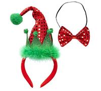 W WIDMANN MILANO Party Fashion, Mini chapeau d'elfe, style festif avec nœud à paillettes, unisexe et ajustable, léger et confortable, durable en polyester, facile à entretenir