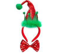 W WIDMANN MILANO Party Fashion - 04162 Mini Chapeau d'elfe du Père Noël avec nœud Papillon à Paillettes, Adulte Unisexe, fête, soirées à thème