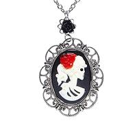 W WIDMANN MILANO Party Fashion NECKLACE WITH BLACK ROSE & SKULL CAMEO -