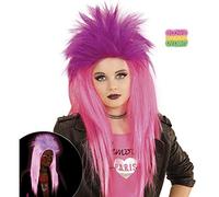 W WIDMANN MILANO Party Fashion NEON PINK & VIOLET PUNKADELIC WIG in polybag -