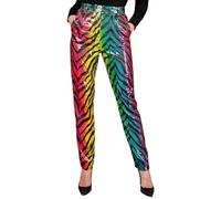 W WIDMANN MILANO Party Fashion - Pantalon à paillettes Party Fashion pour femme, Disco Fever, pantalon pour femme, imprimé animalier