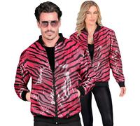 W WIDMANN MILANO Party Fashion - Party Fashion Bomber, veste à paillettes, gilet, tenue de fête, disco, imprimé animalier