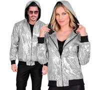W WIDMANN MILANO Party Fashion - Party Fashion Veste bomber avec capuche, veste à paillettes, tenue de fête, disco