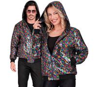 W WIDMANN MILANO Party Fashion - Party Fashion Veste bomber avec capuche, veste à paillettes, tenue de fête, disco