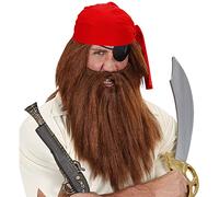 W WIDMANN MILANO Party Fashion - PE638/CHATAIN Perruque et Barbe Pirate Châtain, Rose, Taille Unique