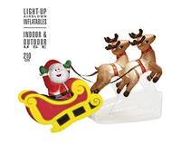 W WIDMANN MILANO Party Fashion - Père Noël gonflable avec rennes & traîneau, 210 cm, lumineux avec soufflerie, décoration de Noël