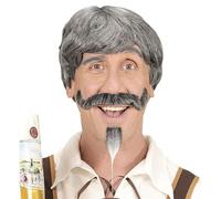 W WIDMANN MILANO Party Fashion - Perruque bavaroise avec barbe | Perruque en cheveux synthétiques gris avec moustache et barbichette - accessoire pour le carnaval et la fête de la bière