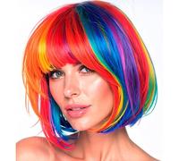 W WIDMANN MILANO Party Fashion - Perruque bob arc-en-ciel avec frange