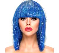 W WIDMANN MILANO Party Fashion - Perruque Bob avec frange, cheveux pailletés pour femmes, accessoire de costume pour carnaval et fête