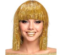 W WIDMANN MILANO Party Fashion - Perruque Bob avec frange, cheveux pailletés pour femmes, accessoire de costume pour carnaval et fête