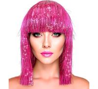 W WIDMANN MILANO Party Fashion - Perruque Bob avec frange, cheveux pailletés pour femmes, accessoire de costume pour carnaval et fête