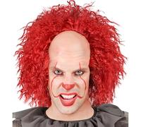W WIDMANN MILANO Party Fashion - Perruque clown tueur chauve avec cheveux rouges, cheveux synthétiques, accessoire clown d'horreur, déguisement Halloween