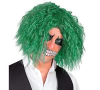 W WIDMANN MILANO Party Fashion - perruque clown tueur, vert ou rouge, cheveux artificiels, accessoire clown d'horreur, déguisement d'Halloween
