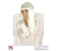 W WIDMANN MILANO Party Fashion - Perruque d'ange avec frange | Longue perruque en cheveux synthétiques blancs - accessoire de déguisement pour anges, Noël et soirées à thème