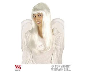 W WIDMANN MILANO Party Fashion - Perruque d'ange avec frange | Longue perruque en cheveux synthétiques blancs - accessoire de déguisement pour anges, Noël et soirées à thème