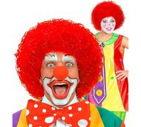 Perruque de clown rouge cheveux bouclés