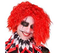 W WIDMANN MILANO Party Fashion - perruque clown tueur, vert ou rouge, cheveux artificiels, accessoire clown d'horreur, déguisement d'Halloween