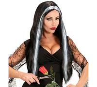 W WIDMANN MILANO Party Fashion - Perruque de conte de fées avec nœud | Perruque noire en cheveux synthétiques, ondulés, longueur moyenne - pour déguisements de contes de fées