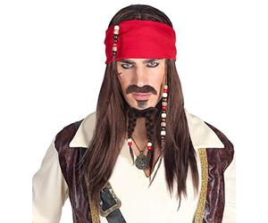 W WIDMANN MILANO Party Fashion - Perruque de pirate avec bandana | Perruque avec moustache et barbe pour costumes de pirates, carnaval, soirées à thème