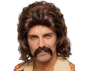 W WIDMANN MILANO Party Fashion - Perruque des années 70 avec moustache | Cheveux synthétiques, coiffure rétro pour costumes de chanteur et de rock star, carnaval, soirée à thème