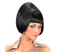 W WIDMANN MILANO Party Fashion - Perruque Disco Bob années 70 noire | Perruque cheveux synthétiques noirs style « disco bob » années 70, frange - accessoire déguisement soirées à thème
