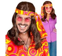 W WIDMANN MILANO Party Fashion - Perruque Disco Fever des années 70 avec bandeau, cheveux artificiels, Flower Power, Hippie