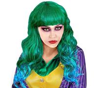W WIDMANN MILANO Perruque 02077 Evil Clown Femme - turquoise-bleu, clown tueur, Halloween Carnaval