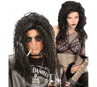 W WIDMANN MILANO Party Fashion - Perruque Hard Rock, Style audacieux, longues boucles noires, confort en polyester, polyvalente pour tous, facile d'entretien, sécurité assurée