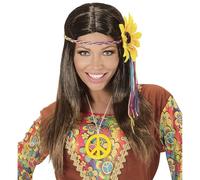 W WIDMANN MILANO Party Fashion – Perruque hippie bandeau à fleurs années 60 Flower Power – Carnaval
